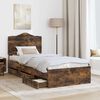 vidaXL Bed Frame with Drawer Smoked Oak 98.5 x 200 cm Engineer Wood