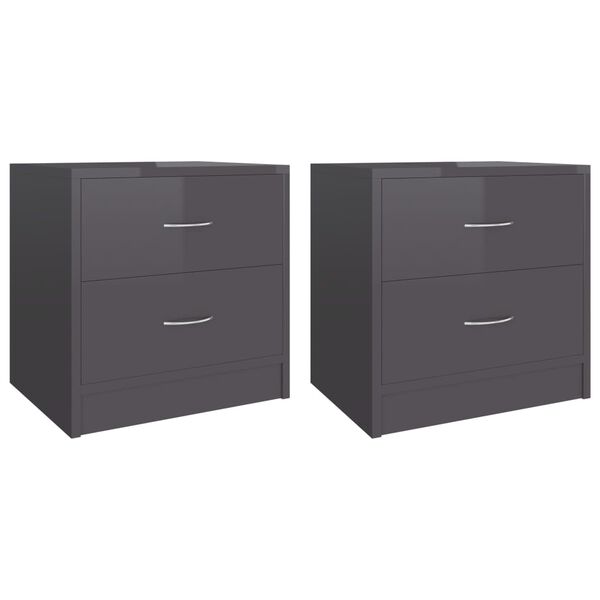 vidaXL Bedside Cabinets 2 pcs High Gloss Grey 40x30x40 cm Engineered Wood