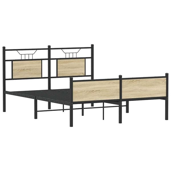 vidaXL Bed Frame without Mattress Sonoma Oak 140x200 cm Engineered Wood