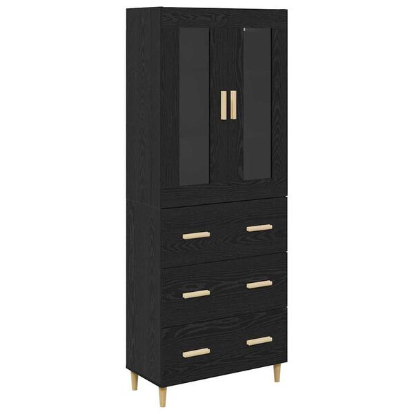 vidaXL Highboard with Drawer Black Oak 69.5 x 34 x 180 cm