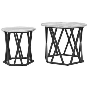 vidaXL Side Table 2 pcs Grey Sonoma Engineered Wood and Steel