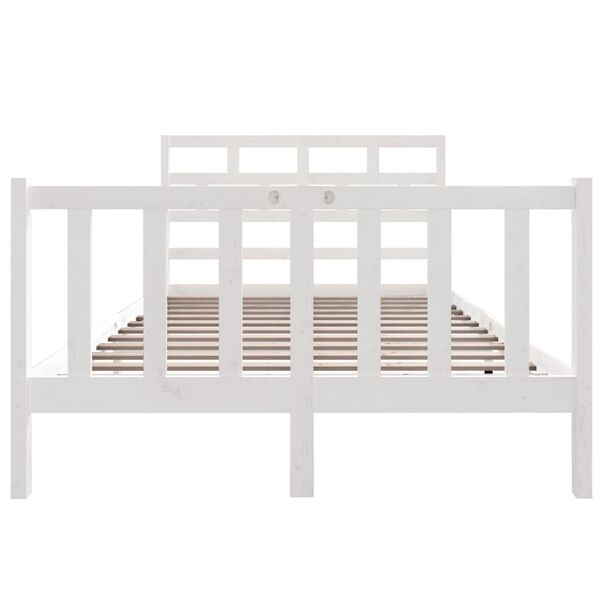vidaXL Bed Frame without Mattress White Solid Wood Pine Small Double