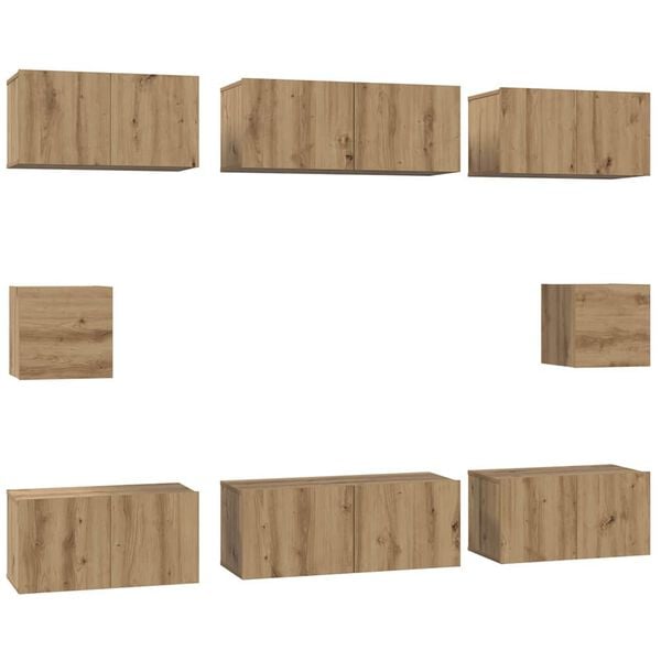 vidaXL TV Cabinet Set Wall-mounted 8 pcs Artisan Oak Engineered Wood