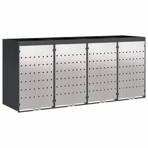 vidaXL Wheelie Bin Storage for 4 Bins Stainless Steel Anthracite