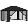 vidaXL Gazebo with Sidewalls 4 x 3 m Black Polyester and Steel 190 gsm