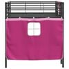 vidaXL Kids'Loft Bed Frame with Curtains Black and Pink 100 x 201 cm