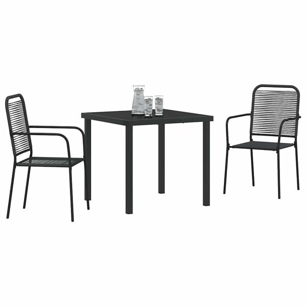 vidaXL Garden Dining Set 3 pcs Black Powder-Coated Steel