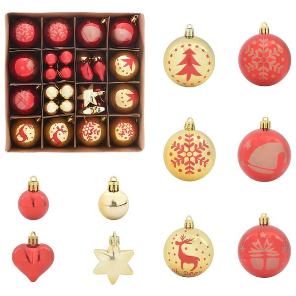vidaXL Christmas Bauble Set 40 pcs Gold and Red Plastic