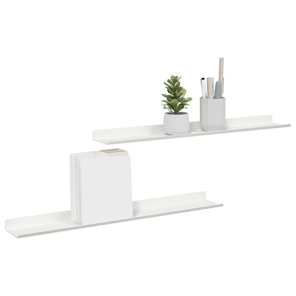 vidaXL Floating Shelf Wall-mounted 2 pcs White 60 x 8.5 x 2.5 cm Steel