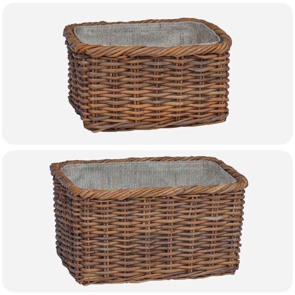 vidaXL Firewood Basket 2 pcs Brown Lacak Rattan