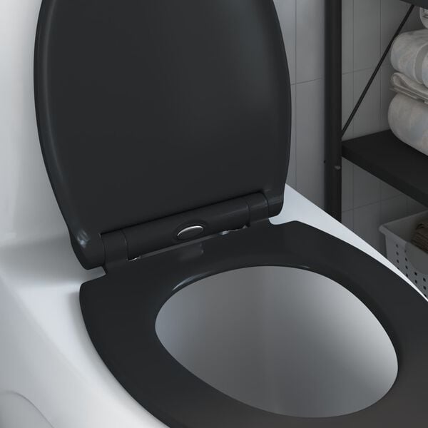 vidaXL Toilet Seat Black 47 x 37.5 x 3.8 cm Duroplast