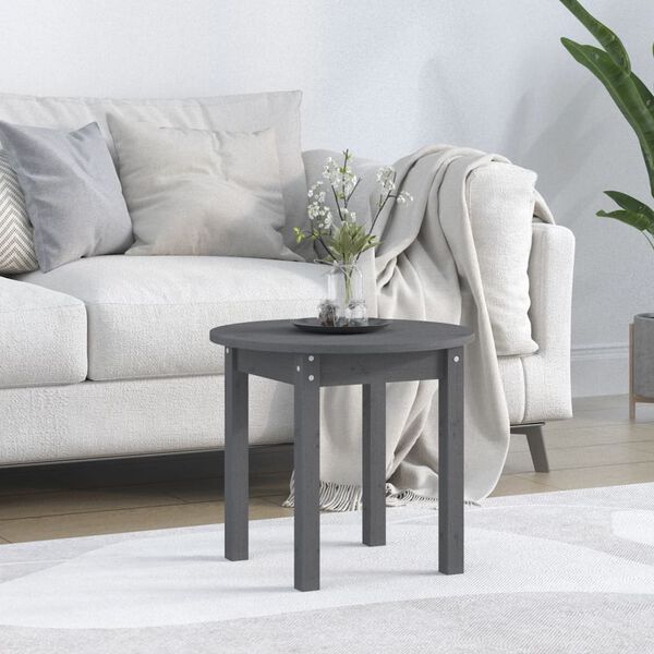 vidaXL Coffee Table Grey &Oslash; 45x40 cm Solid Wood Pine