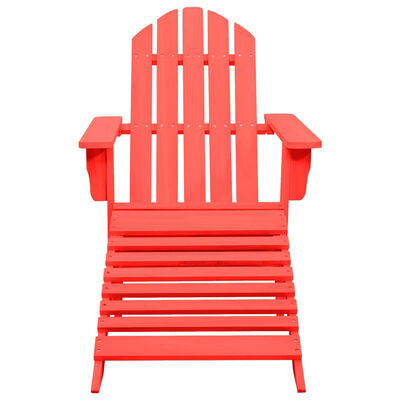vidaXL Garden Adirondack Chair with Ottoman Solid Fir Wood Red
