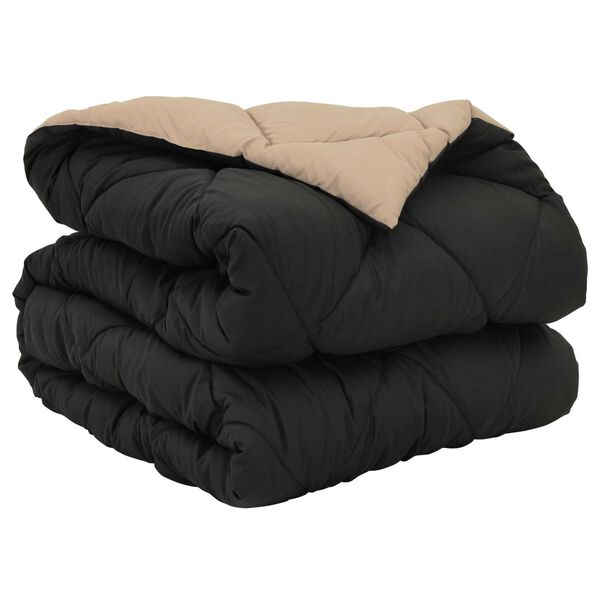 vidaXL Full Year Duvet Black and Taupe 200 x 140 cm Microfiber