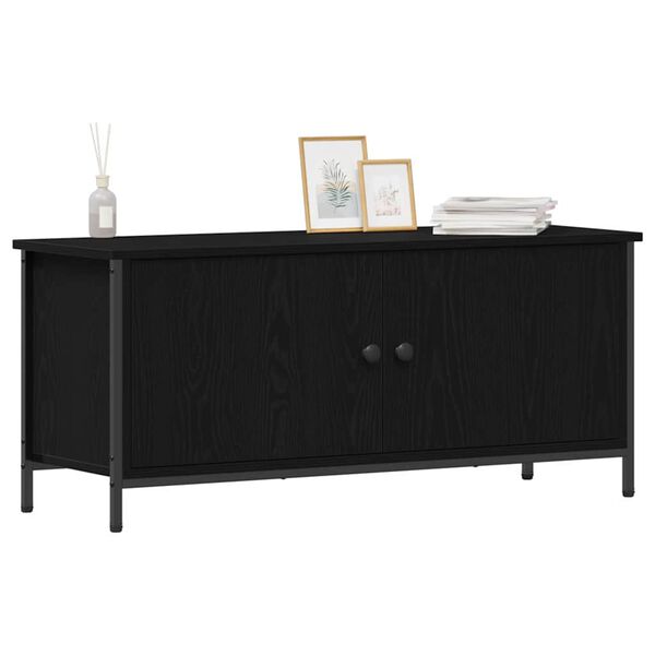 vidaXL TV Cabinet Black Oak 100 x 35 x 45 cm Engineered Wood