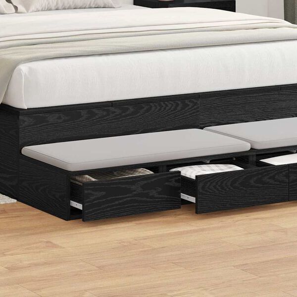 vidaXL Bed Drawers Black Oak 150 x 36.5 x 16.5 cm Engineered Wood
