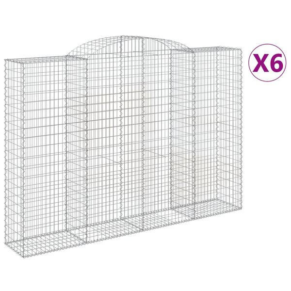 vidaXL Arched Gabion Baskets 6 pcs 300x50x200/220 cm Galvanised Iron