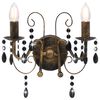 vidaXL Wall Lamp with Beads Antique Black 2 x E14 Bulbs