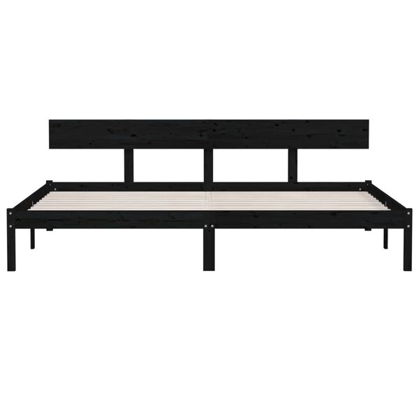 vidaXL Bed Frame without Mattress Black Solid Wood Super King