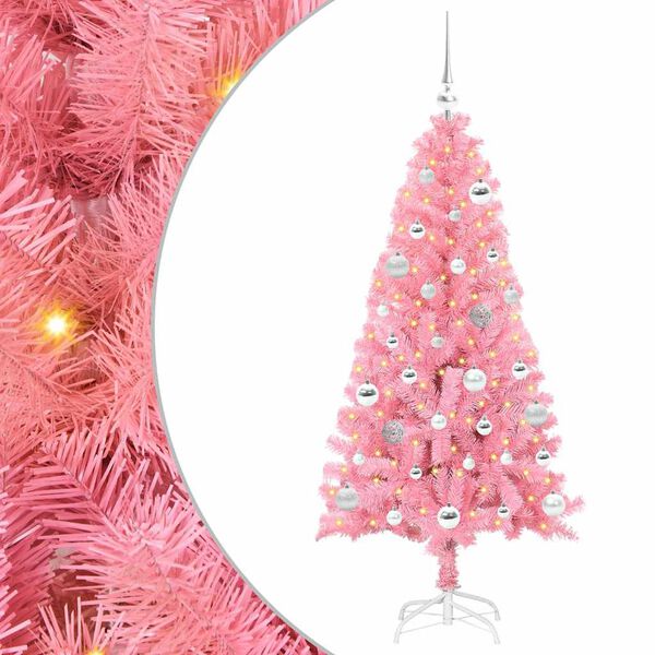 vidaXL Christmas Tree with 150 LEDs with Stand Pink 150 cm PVC