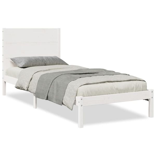 vidaXL Extra Long Bed Frame without Mattress White 100x220 cm Solid Wood