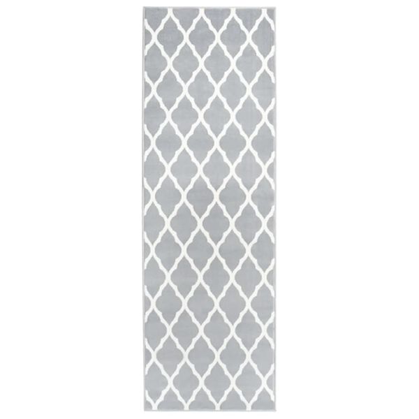 vidaXL Runner Rug BCF Grey and White 100x400 cm
