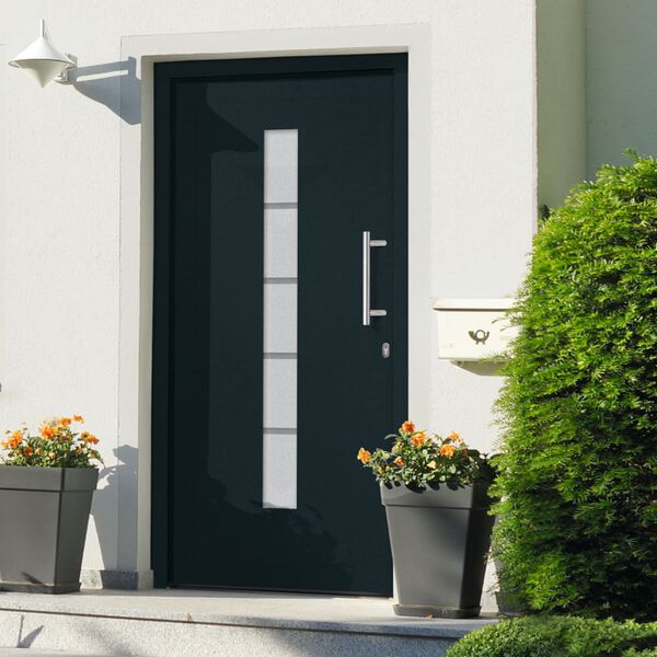 vidaXL Front Door Aluminium and PVC Anthracite 110x210 cm