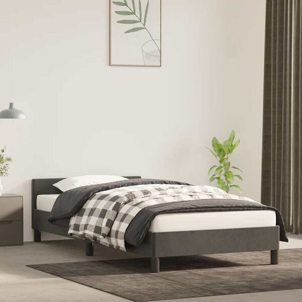 vidaXL Bed Frame without Mattress Dark Grey 90x190cm Single Velvet