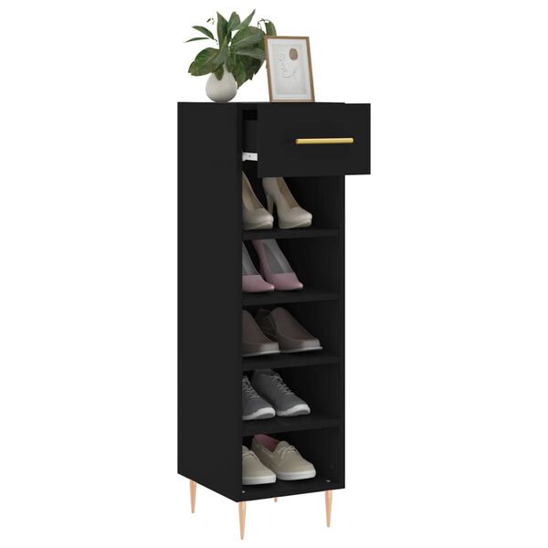 vidaXL Shoe Cabinet Black 30x35x105 cm Engineered Wood