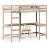 vidaXL Loft Bed without Mattress 100x200 cm Solid Wood Pine