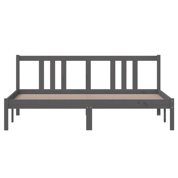vidaXL Bed Frame without Mattress Grey Solid Wood 160x200 cm