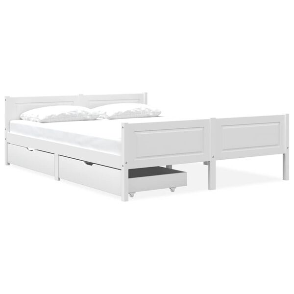 vidaXL Bed Frame without Mattress White Solid Wood Pine 140x200 cm