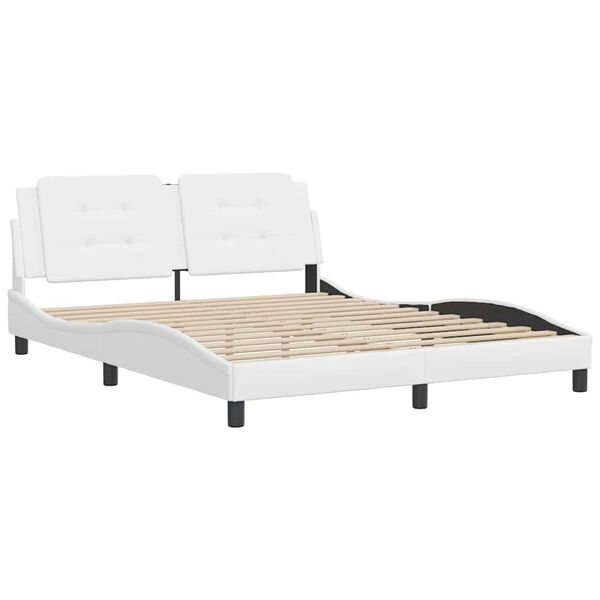 vidaXL Bed Frame without Mattress "Zadar" White 160x200 cm Faux Leather