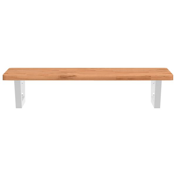 vidaXL Basin Shelf Wall Mounted Steel and Solid Wood Beech