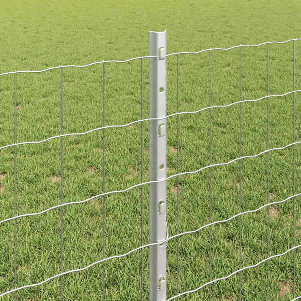 vidaXL Fence with Post Silver 0.8 x 10 m Steel