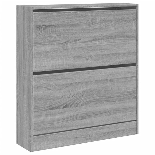 vidaXL Shoe Cabinet Grey Sonoma 80x21x87.5 cm Engineered Wood