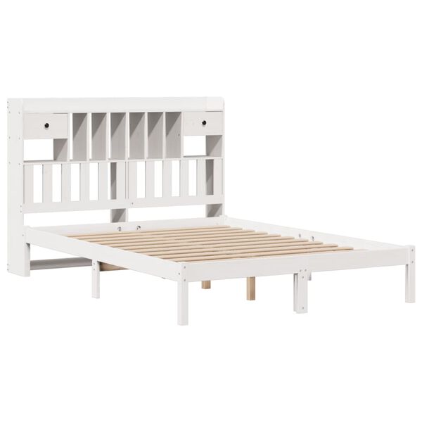 vidaXL Bookcase Bed without Mattress White 140x200 cm Solid Wood Pine