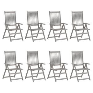 vidaXL Garden Reclining Chairs 8 pcs Grey Solid Acacia Wood