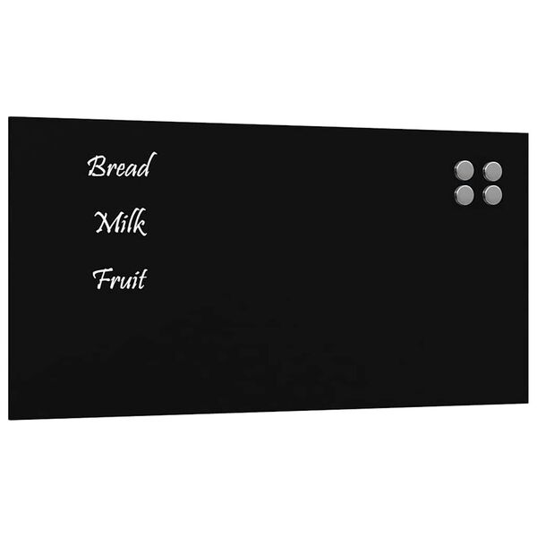 vidaXL Wall-mounted Magnetic Board Black 80x40 cm Tempered Glass