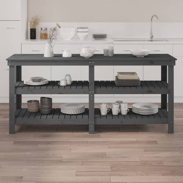 vidaXL Work Bench Grey 181x50x80 cm Solid Wood Pine