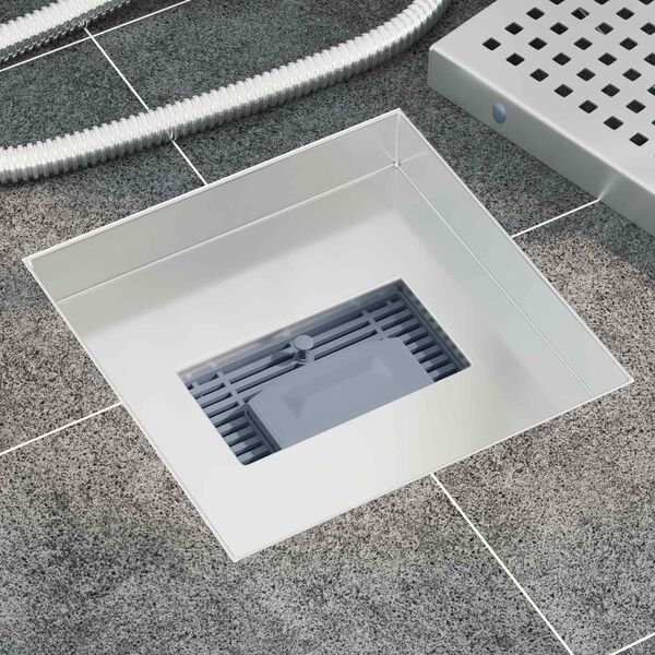 vidaXL Dot Shower Drain Silver 20 x 20 cm Stainless Steel 304