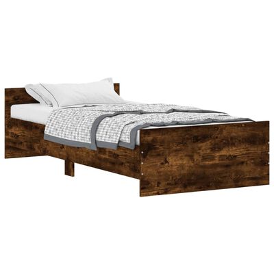 vidaXL Bed Frame Smoked Oak 90x190 cm Single Engineered Wood