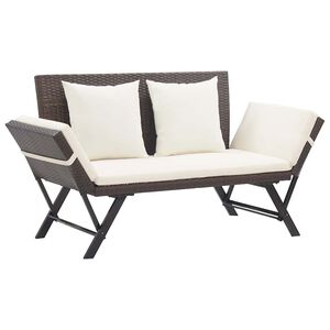 vidaXL Garden Bench with Cushions Brown 176 cm Poly Rattan