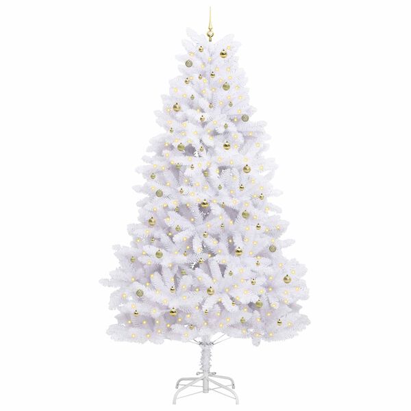 vidaXL Artificial Hinged Christmas Tree White 300 cm PVC and Steel