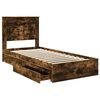 vidaXL Storage Bed with Drawer Smoked Oak 100 x 200 cm Engineered Wood