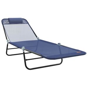 vidaXL Folding Sun Lounger Folding Navy 182 x 55 x 85.5cm Textilene