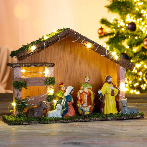 HI Light Up Christmas Nativity Scene Sew Wood LED Decoration Ornament