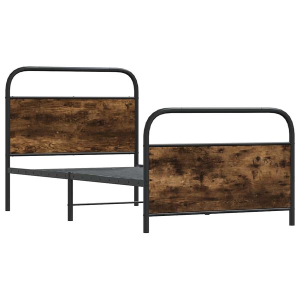 vidaXL Bed Frame Without Mattress 100x200 cm Smoked Oak Engineered Wood
