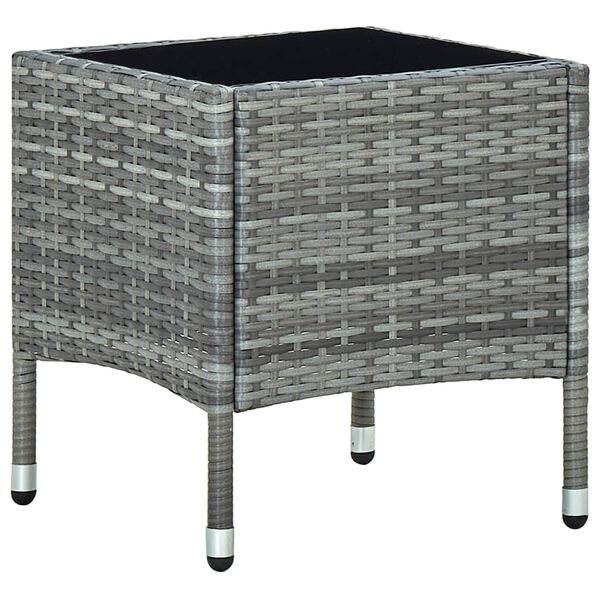 vidaXL Garden Table Grey 40x40x45 cm Poly Rattan