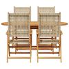 vidaXL Garden Dining Set 5 pcs Beige Solid acacia wood and poly rattan